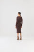 Saia Midi Reta Em Tricot Canelado Cafe